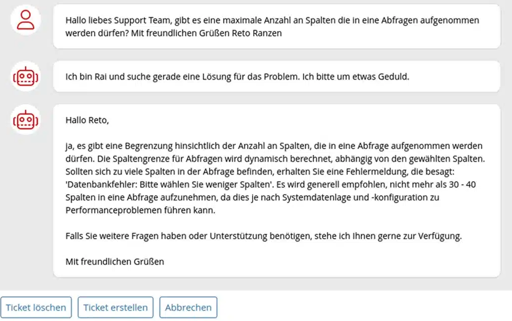 Beispiel: Hilfe bei der Ticketerstellung